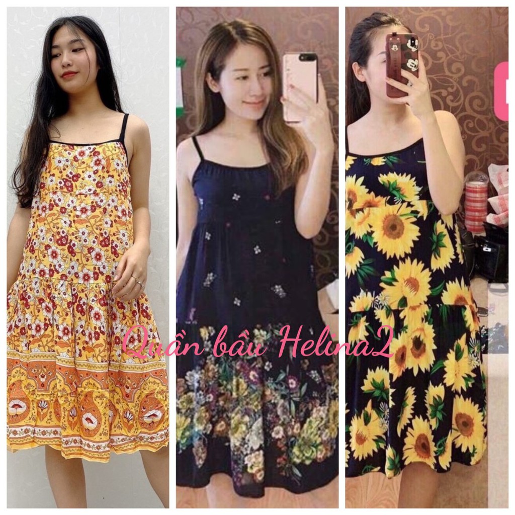 Váy  BẦU 2 DÂY chất  Lanh thái mặc nhẹ, siêu mát, kiểu dáng đẹp, nhiều màu sắc
