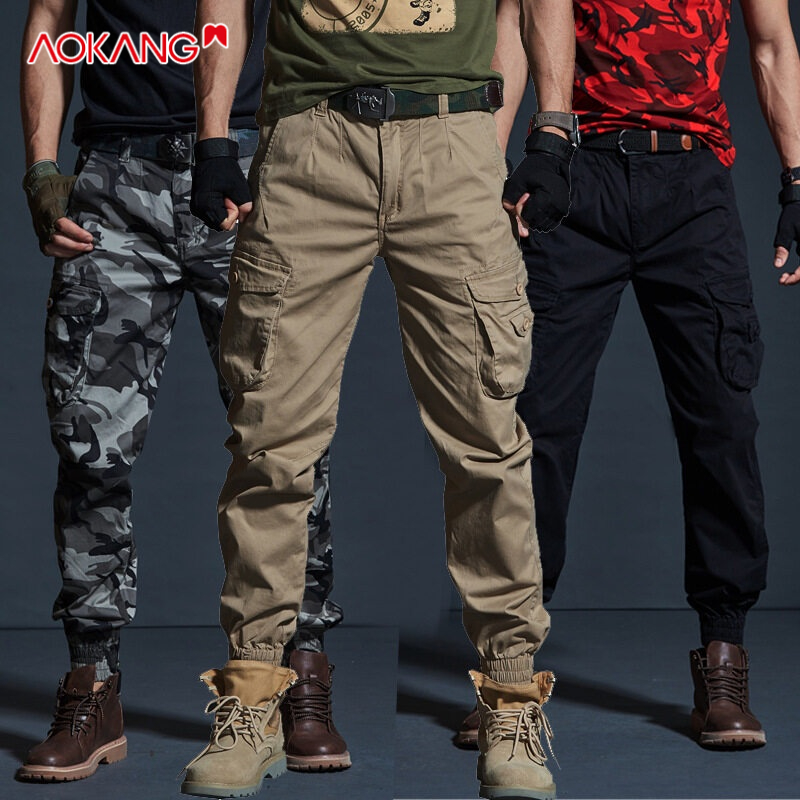 Quần dài AOKANG lưng cao phong cách quân đội cá tính dành cho nam