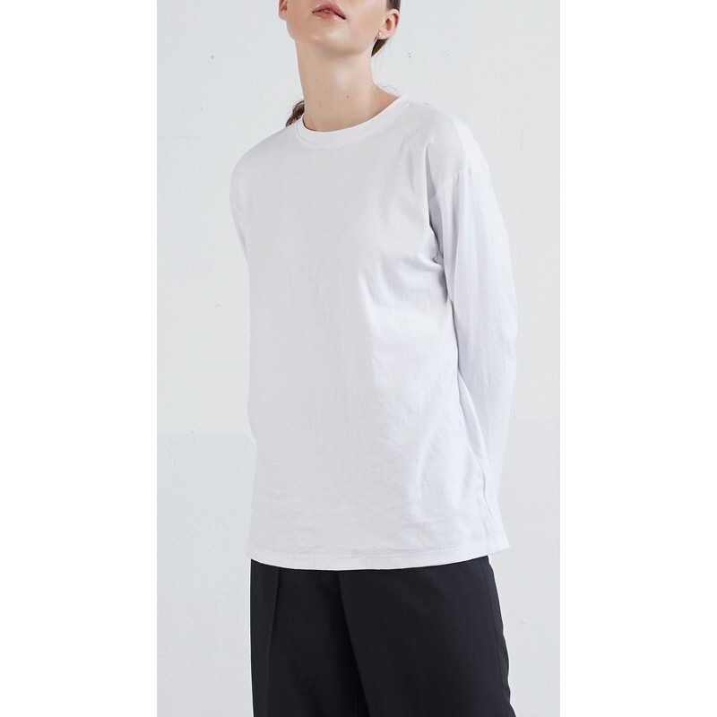 Áo thun tay dài cơ bản (Trắng - Đen) | BigBuy360 - bigbuy360.vn