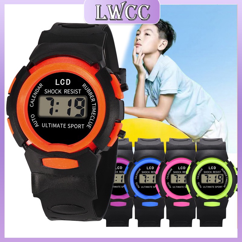 Đồng hồ điện tử LWCC 8800 dây cao su chống thấm nước cho bé