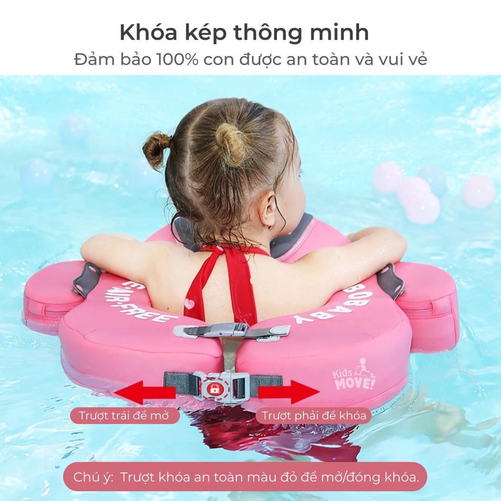 Phao tập bơi đeo bụng Mambobaby cho bé 2 3 4 5 tuổi, chống lật, không bơm hơi, siêu nhẹ, cao cấp