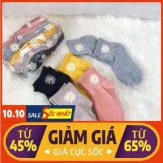Mua 3 tặng 1-  Combo 10 đôi tất cổ ngắn hoa cúc tặng kèm túi đựng- 10 vớ hoa cúc cổ ngắn cute
