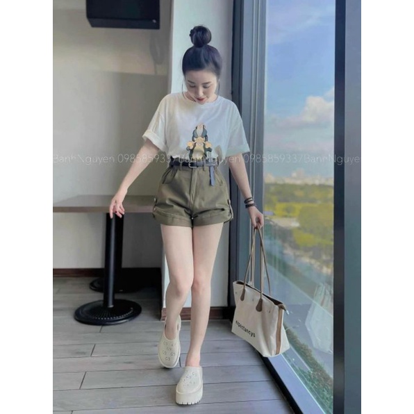 SP 1464- Quần sooc jean xanh rêu gập gấu style Hàn Quốc trẻ trung năng động (40-60kg)- có buôn sỉ