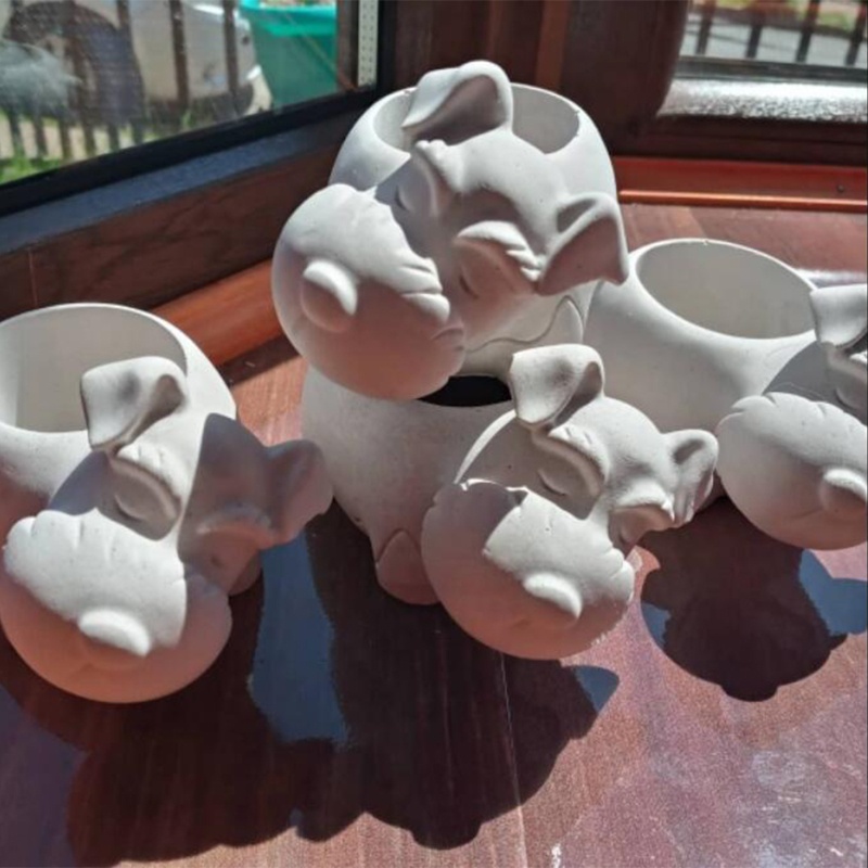 Khuôn silicone làm chậu cây mọng nước hình chú chó DIY