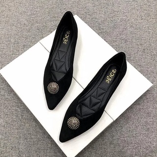  Giày Búp Bê Da Lộn Đế Mềm Mũi Nhọn Miệng Nông Cỡ 32-44 Thời Trang Xuân Thu 2022 Cho Nữ 