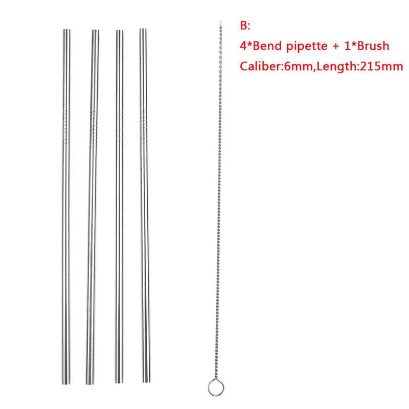 ❀❀ Bộ 4 Ống Hút Bằng Thép Không Gỉ Kèm 1 Cọ Vệ Sinh