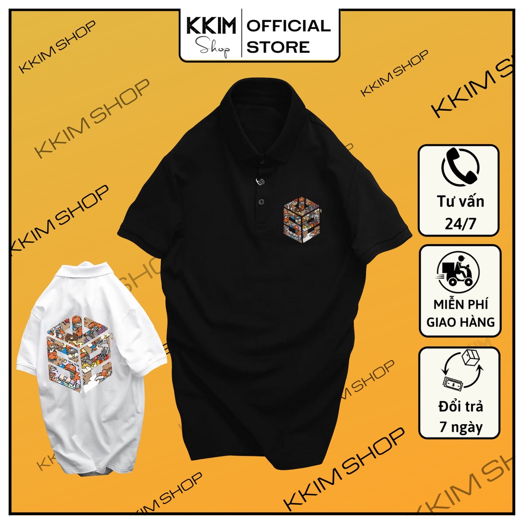 Áo POLO SWE, chất Thun Cá Sấu Poly Thái full size Nam Nữ, Áo có cổ trắng đen, cổ trụ Unisex, KKim Shop