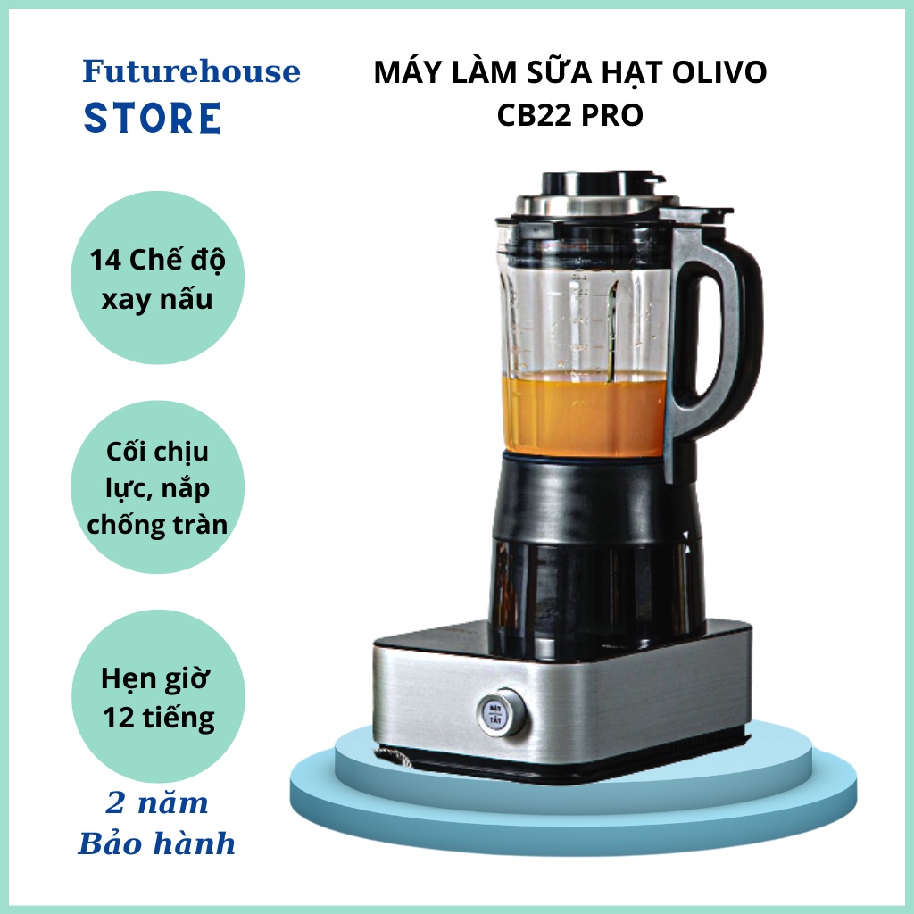 Máy làm sữa hạt, xay nấu cao cấp Olivo CB22 Pro, 14 chức năng nấu với mâm nhiệt gốm độc nhất, Bảo hành 24 tháng
