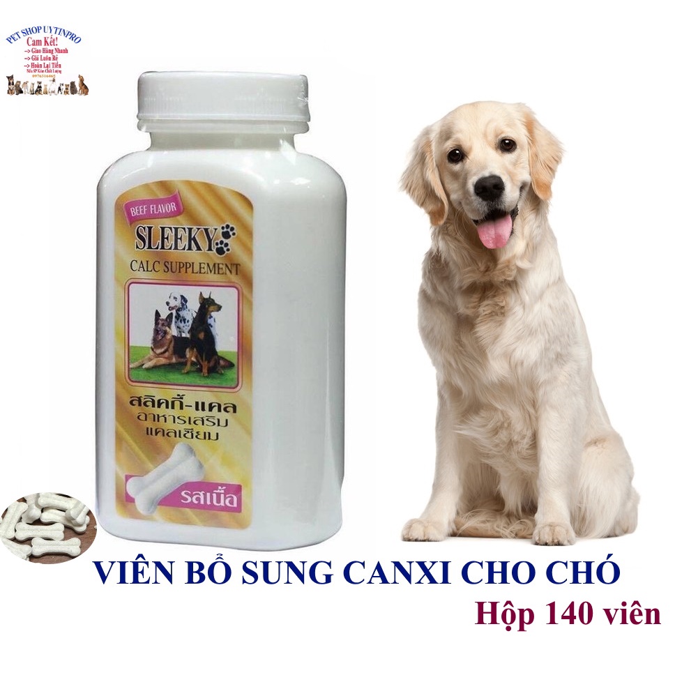 Viên bổ sung canxi cho Chó SLEEKY Calc Supplement Hộp 140 viên Xuất xứ Thái Lan Giúp xương chắc khỏe, Tăng sức đề kháng