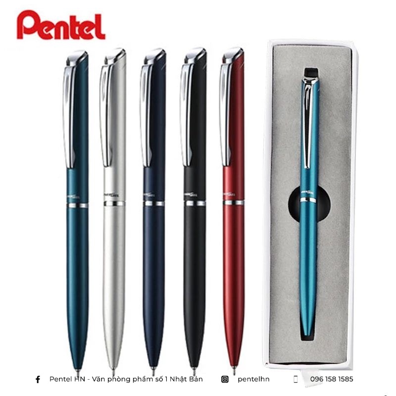 Bút ký cao cấp nắp vặn Pentel BL2007 ngòi 0.7mm mực xanh / Có ruột LR7 chính hãng thay thế