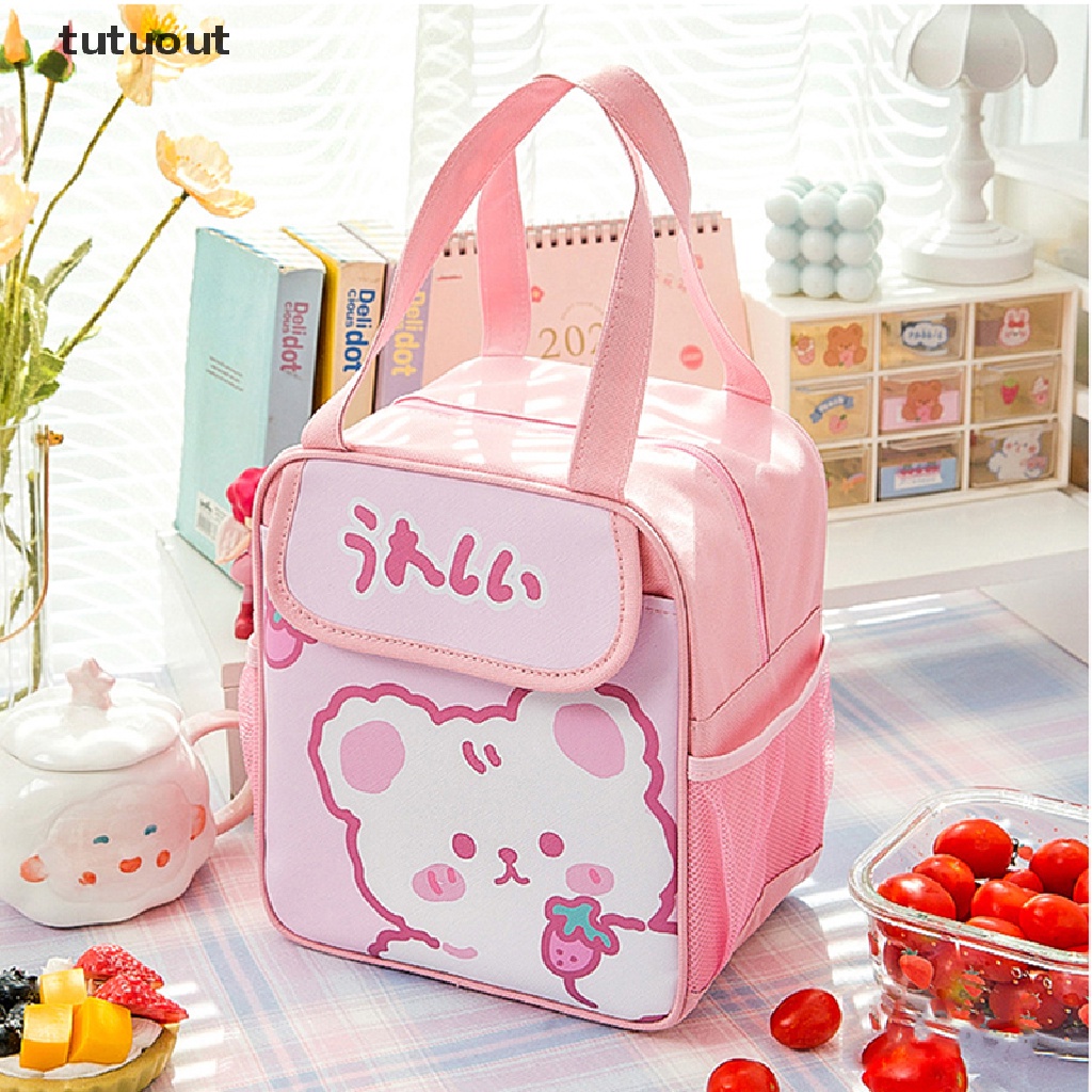 Túi Đựng Hộp Cơm Trưa Chống Nước In Hình Gấu Dễ Thương
