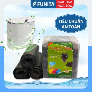Túi rác tự phân hủy, bao rác đen funita, combo 3 cuộn/ bịch 1kg, kích thước lớn 55*65 cm