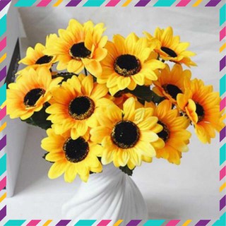 HOA HƯỚNG DƯƠNG CHÙM 7 BÔNG cực rạng rỡ - Hoa lụa cao cấp trang trí đẹp -Hoa giả  - Hoa giả giá sỉ tốt nhất thị trường