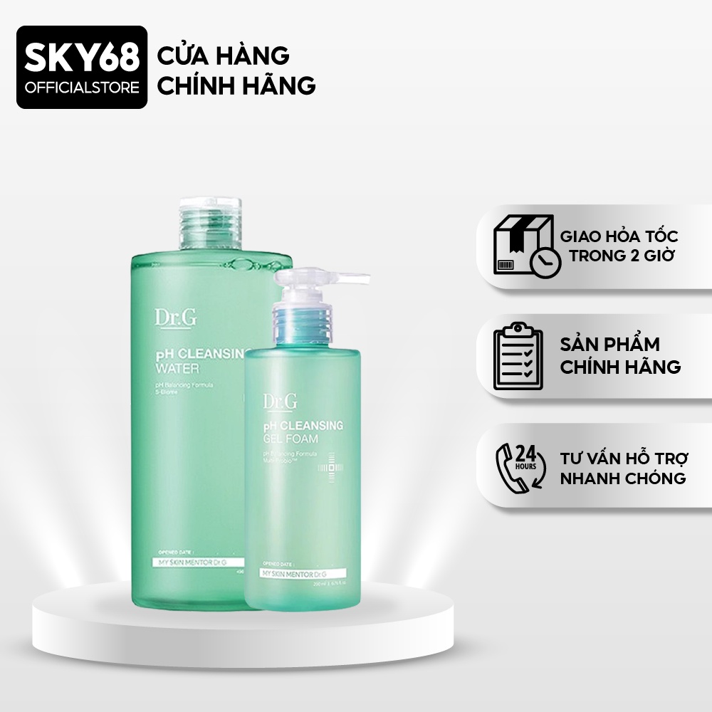 Combo 2 Sản Phẩm Làm Sạch da Dịu Nhẹ Dr.G ( Nước Tẩy Trang 490ml, SRM 200ml )