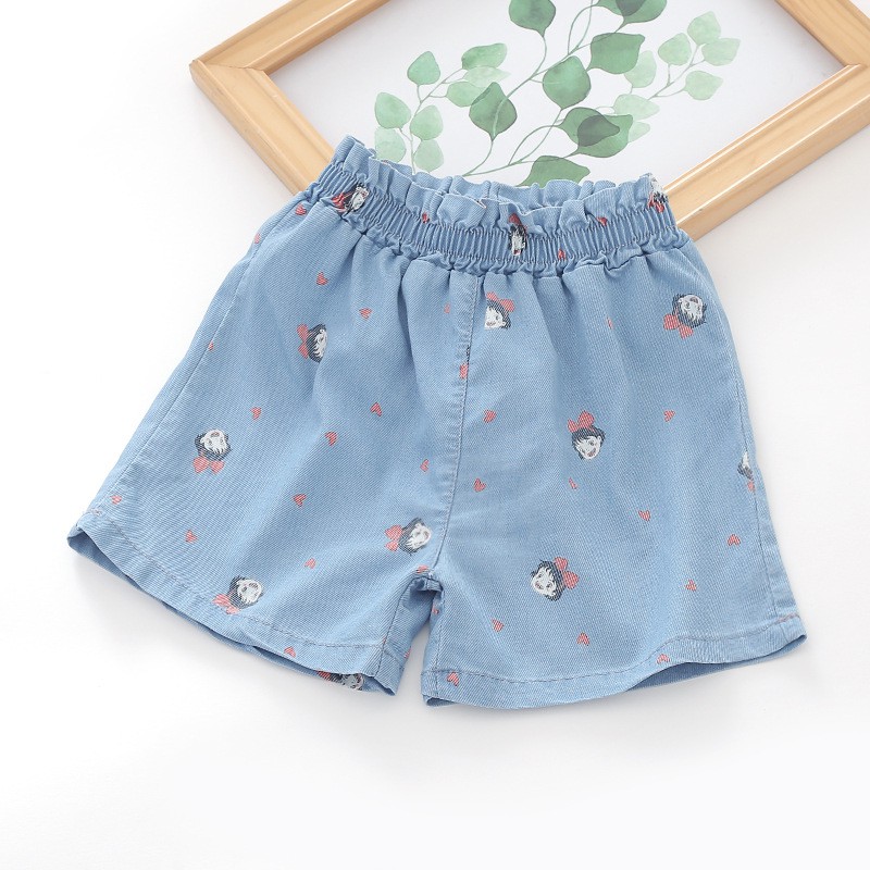 Quần Đùi Bé Gái / Quần Sooc Bé Gái Chất Liệu Bò Giấy Siêu Mềm Mát Cạp Chun Co Dãn Thoải Mái Cho Bé Từ 11-29kg