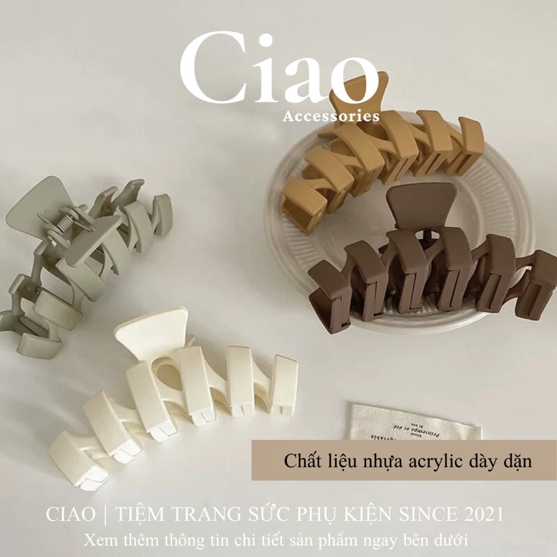 [HOẢ TỐC 1H] Kẹp nhựa acrylic nhám càng cua hoạ tiết mới lạ màu retro mã 25 Ciao accessories