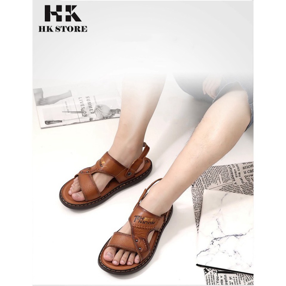 Dép sandal nam xuất khẩu  HK.STORE  da bò nguyên miếng nhập khẩu từ thái lan siêu siêu êm chân khâu may chắc chắn.
