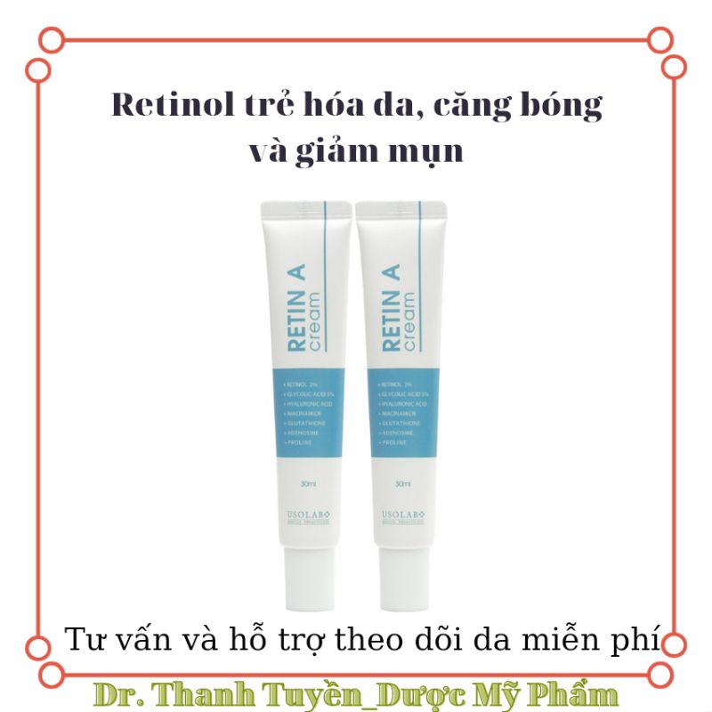 Retinol trẻ hóa da, căng bóng, giảm mụn Usolab Retin A 30ml