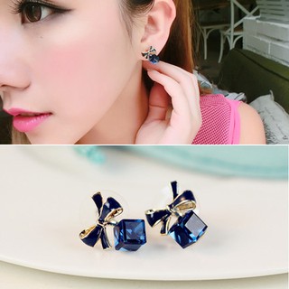 Bông tai nơ kết hợp đá