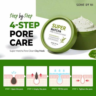 Mặt nạ đất sét trà xanh some by mi super matcha pore clean clay mask 100g