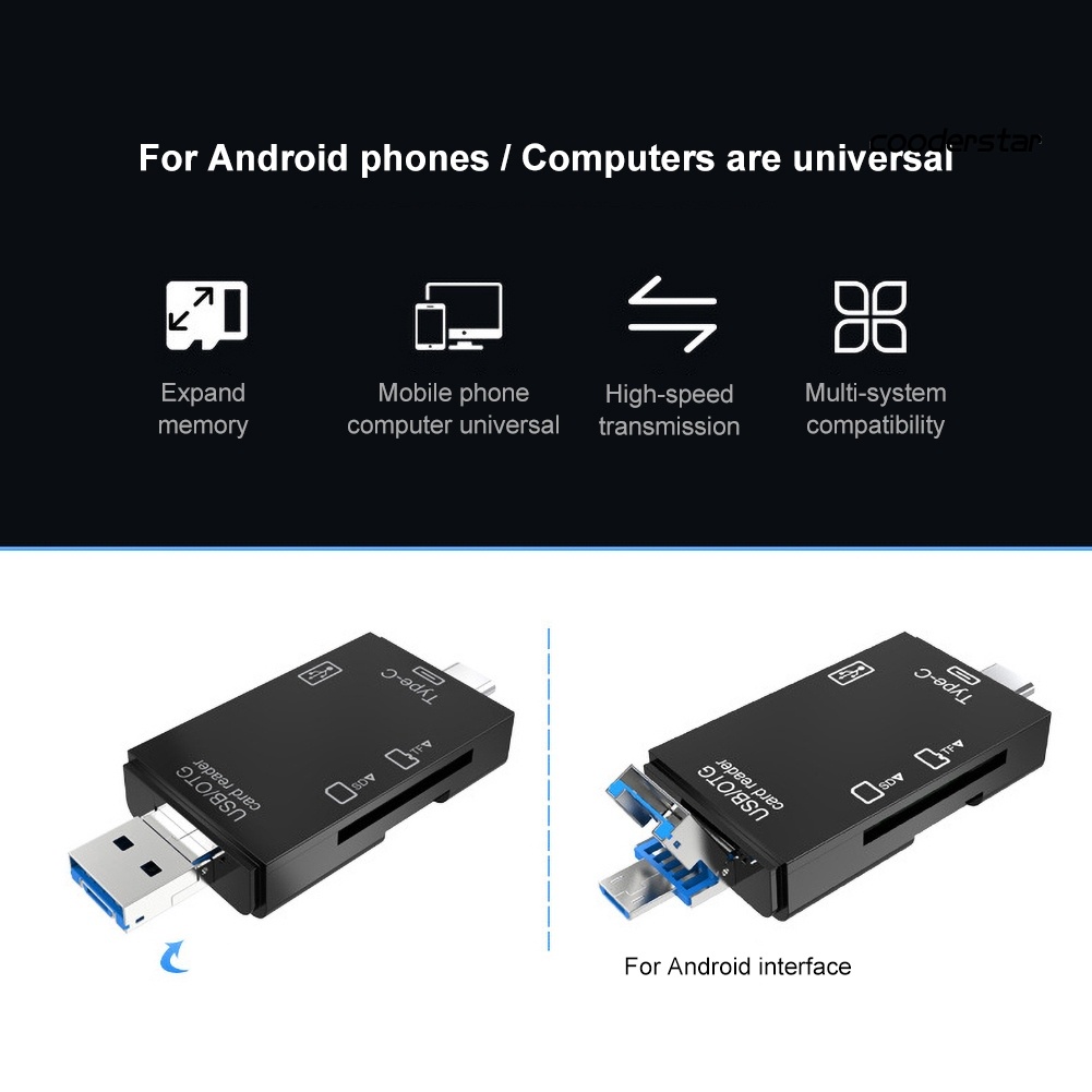 COOD-st Type-c High Speed U Disk/Micro-SD/TF Card Reader Adapter for Phone/Computer