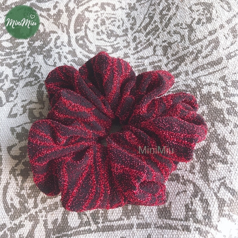 Dây cột tóc, buộc tóc Scrunchies vải ren kim tuyến siêu phồng CT32VA-1