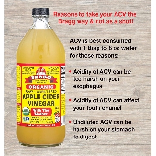 Giấm Táo Hữu Cơ Bragg Organic Apple Cider Vinegar, Có Con Giấm (With Mother)