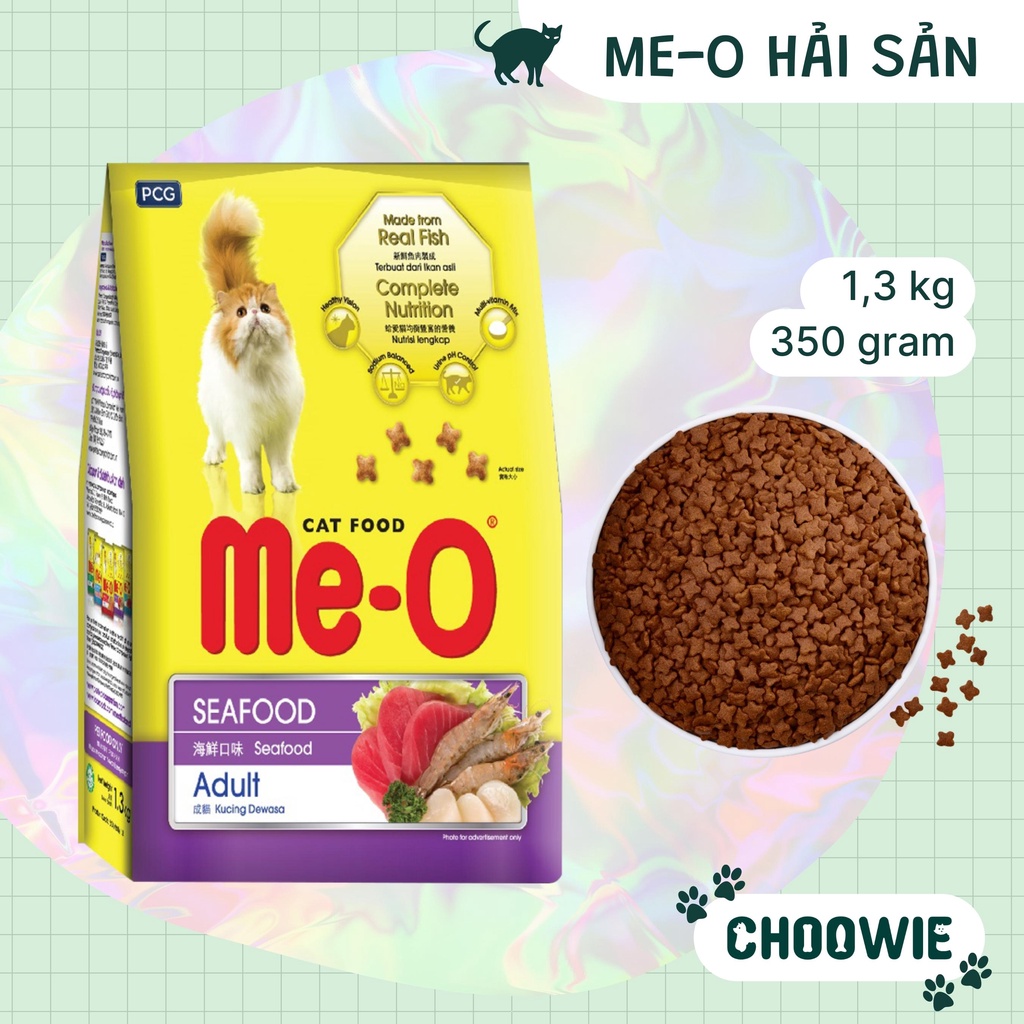 Hạt Me-O Hải Sản 350 gr, 1.2 kg dành cho mèo