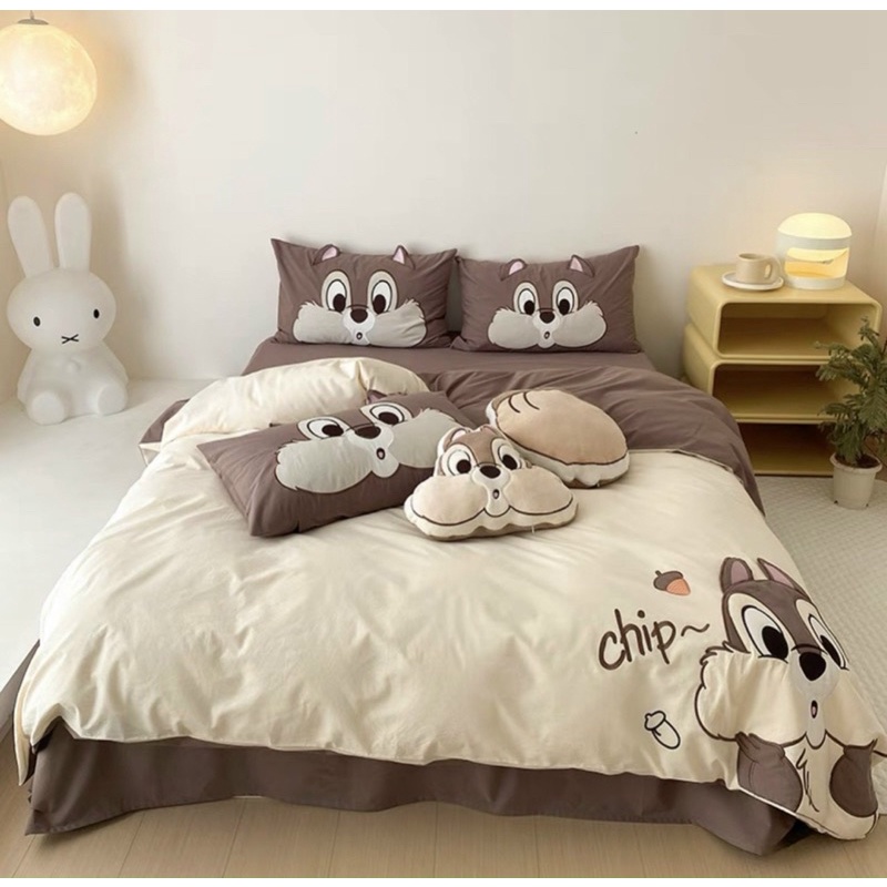 Set Chăn Ga Cotton Linen IGUN BEDDING Hoạt Hình Cao Cấp Tặng Kèm Gối Bông