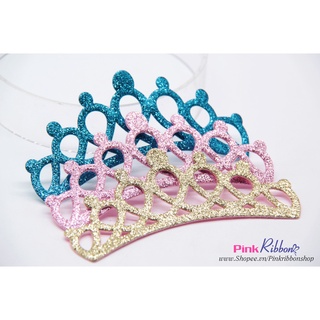 SET 2C-Vương miện nhũ cỡ 13cm phụ kiện thời trang, gắn lên phụ kiện tóc, làm phụ kiện nơ bờm kẹp tóc, DIY, handmade