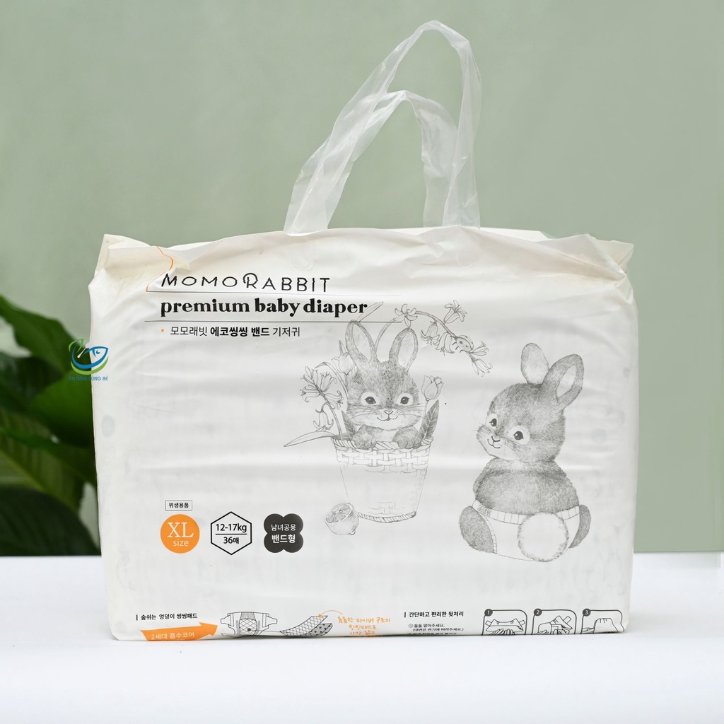 Bỉm tã dán Momo Rabit size S50 M32 L40 XL36 miếng cho bé từ sơ sinh Hàn Quốc chính hãng 88096