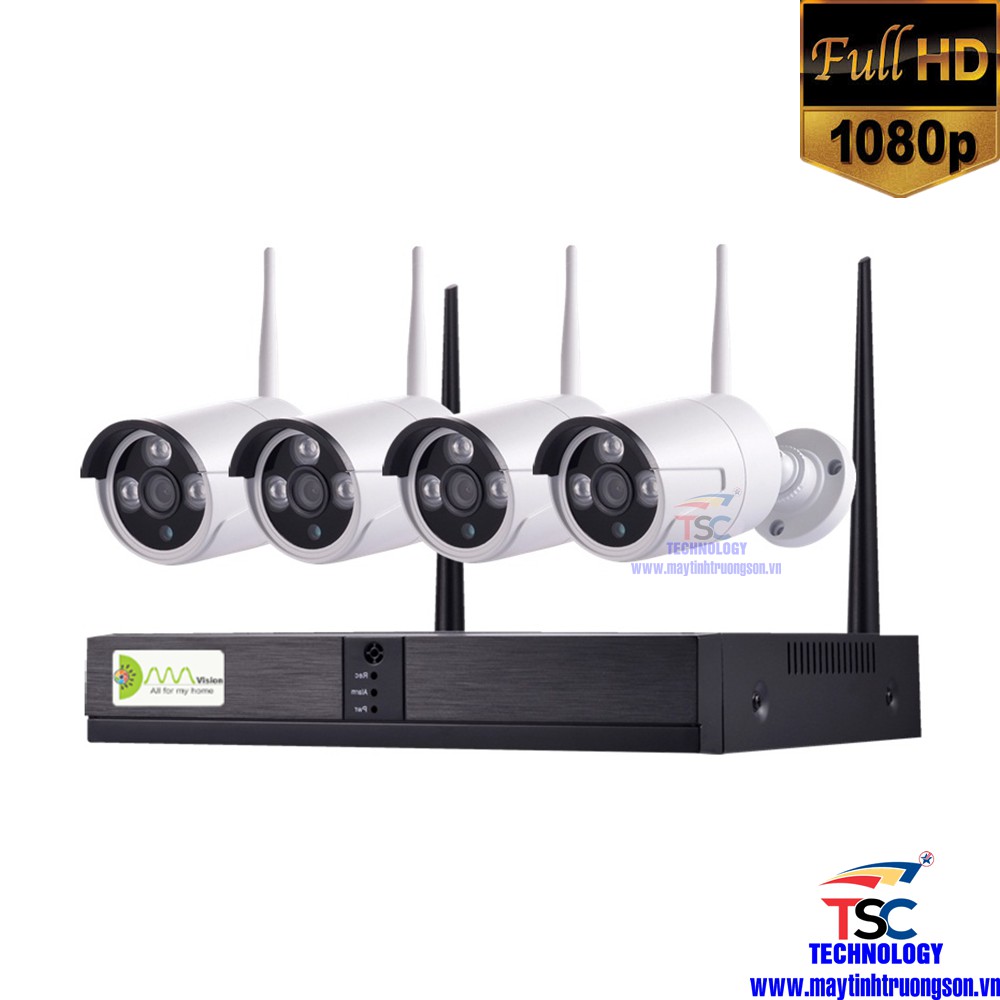 Bộ Camera KIWIVISION NVR4200 Wifi NVR Kit 4 Mắt Camera Thân Ống 2.0M Full HD 1080P