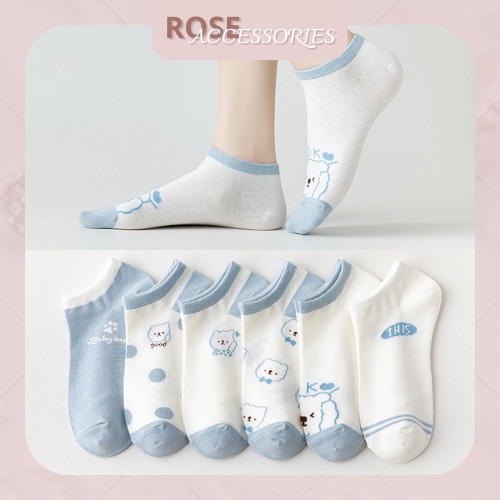 Tất nữ cổ ngắn họa tiết nhiều màu chất liệu mềm mại phong cách Ulzzang Rose.Acessories mã TN02