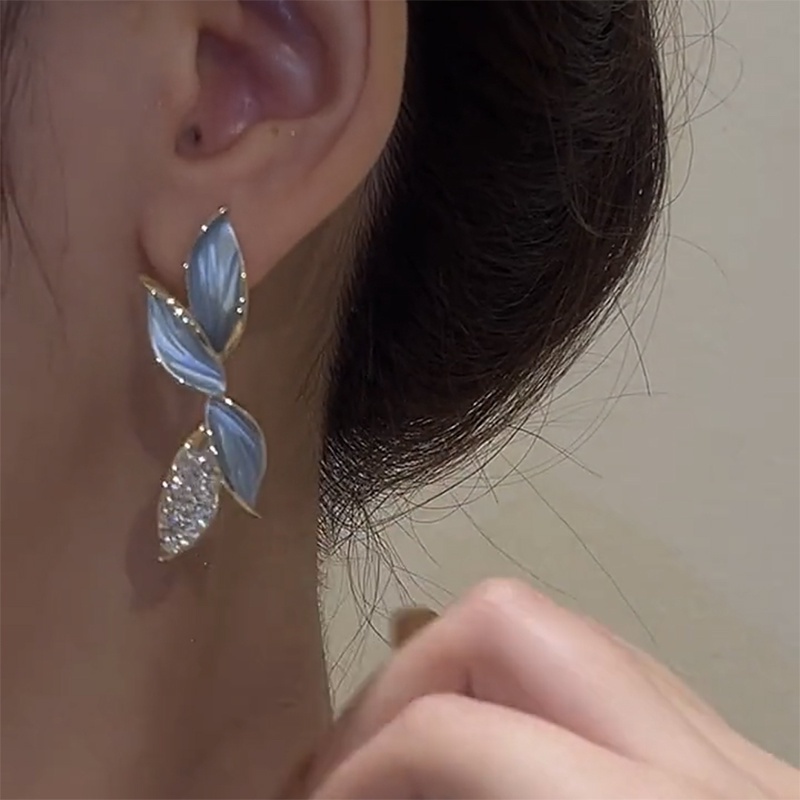 Khuyên tai bạc 925 hình chiếc lá phong cách sang trọng