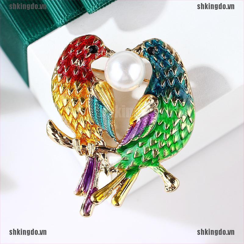 Huy hiệu cài áo hình chim nhiều phong cách đính pha lê lấp lánh sang trọng