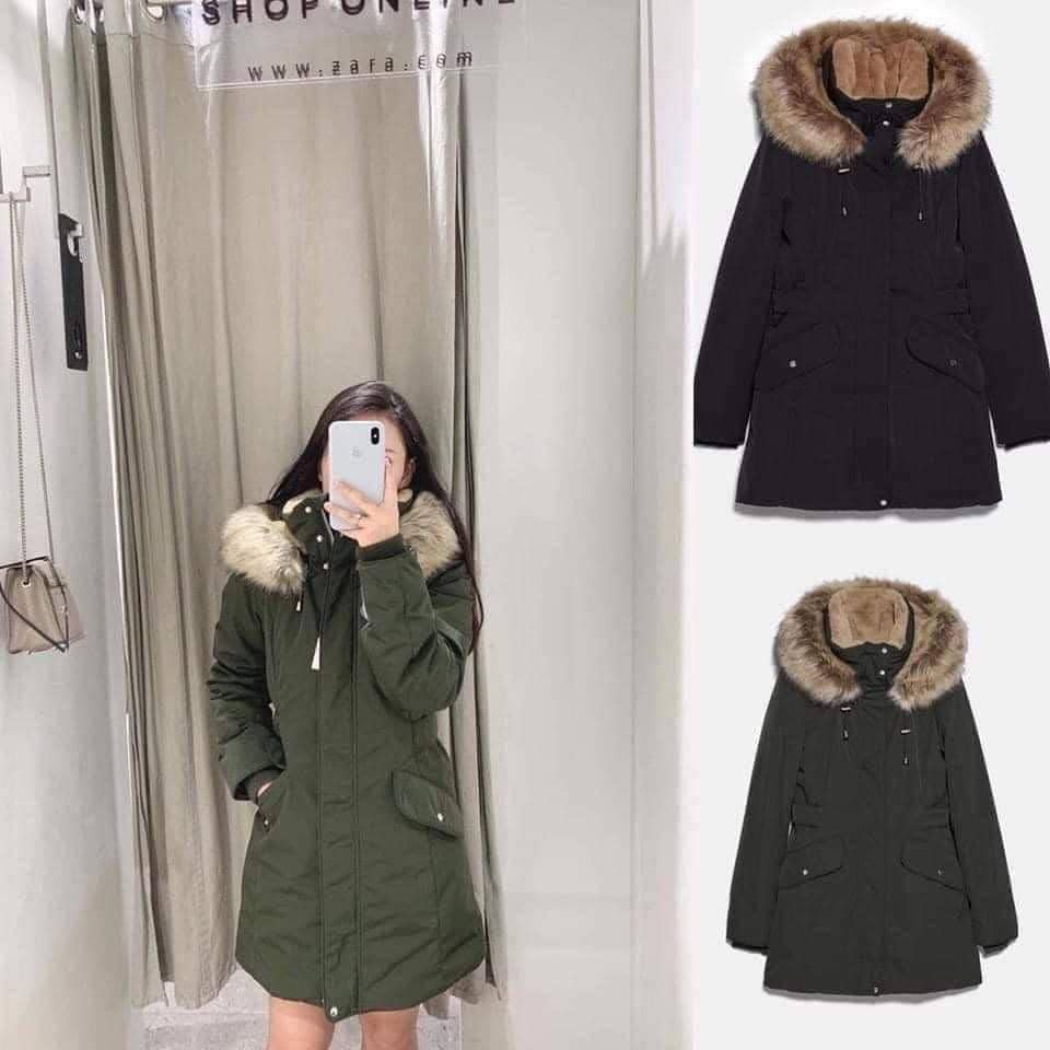 (SẴN - VIDEO QUAY THẬT) Áo Khoác PARKA ZARA Nữ Lót Lông Giữ Nhiệt Siêu Ấm Hàng Quảng Châu Cao Cấp - AK396