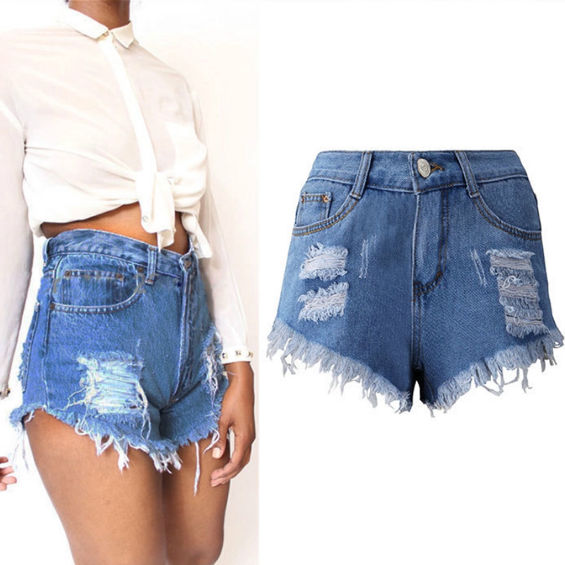 Quần Short Jeans Nữ Đi Biển Dáng Rộng Gợi Cảm