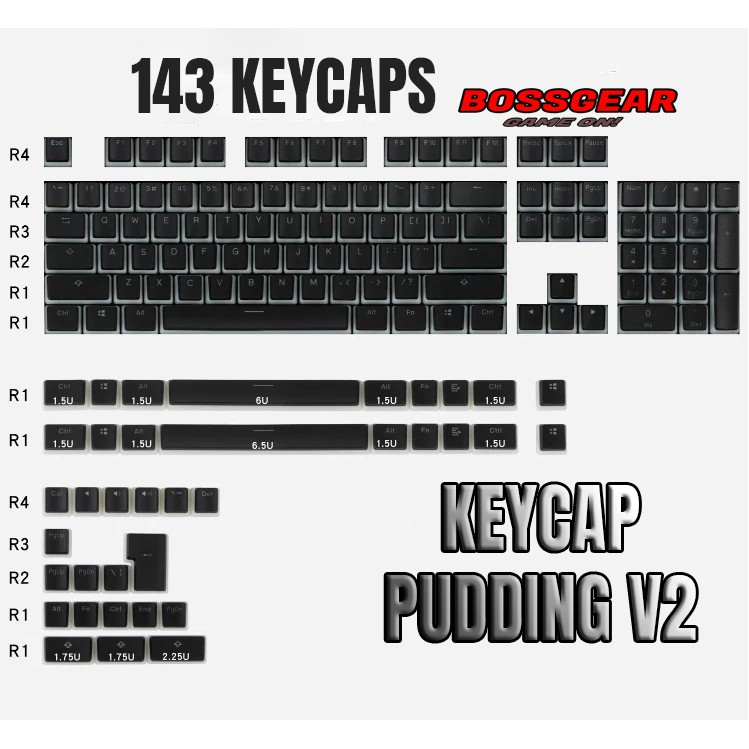 Bộ Keycap Pudding v2 PBT 143 phím ( Xuyên LED,Double Shot )