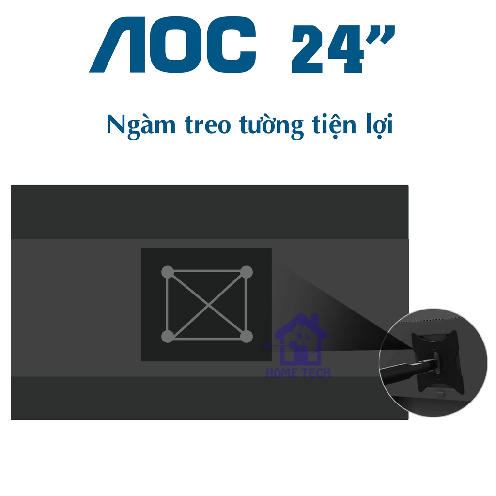 Màn Hình Máy Tính AOC 24B2XHM/74 24inch LED IPS - 16.7 Triệu Màu, 75Hz (HDMI),60Hz (VGA)  [Chính Hãng Bảo Hành 2 Năm]