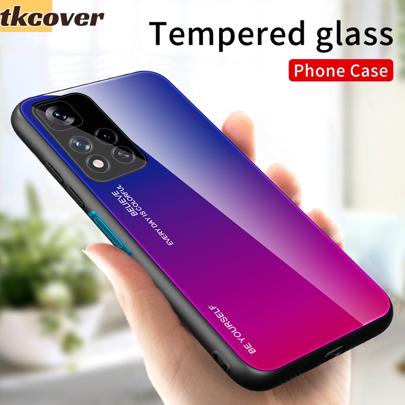 Ốp Điện Thoại Kính Cường Lực Viền TPU Mềm Màu Gradient Cho Xiaomi Mi 12 Pro 12X Poco X4 M4 Pro 5G X4 NFC X3 GT