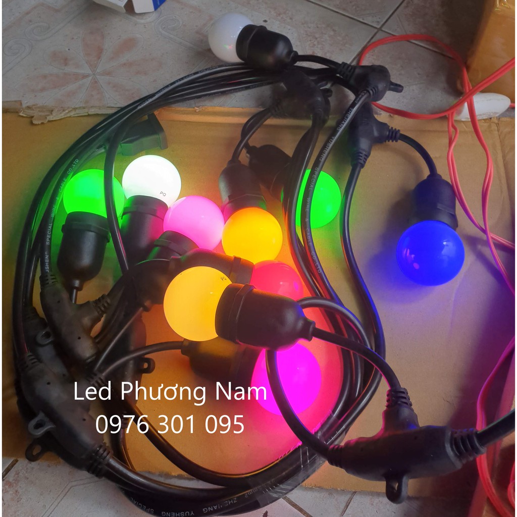 Dây Đui Đèn Trang Trí Ngoài Trời kết hợp Bóng Led Chanh Nhiều Màu [1w]