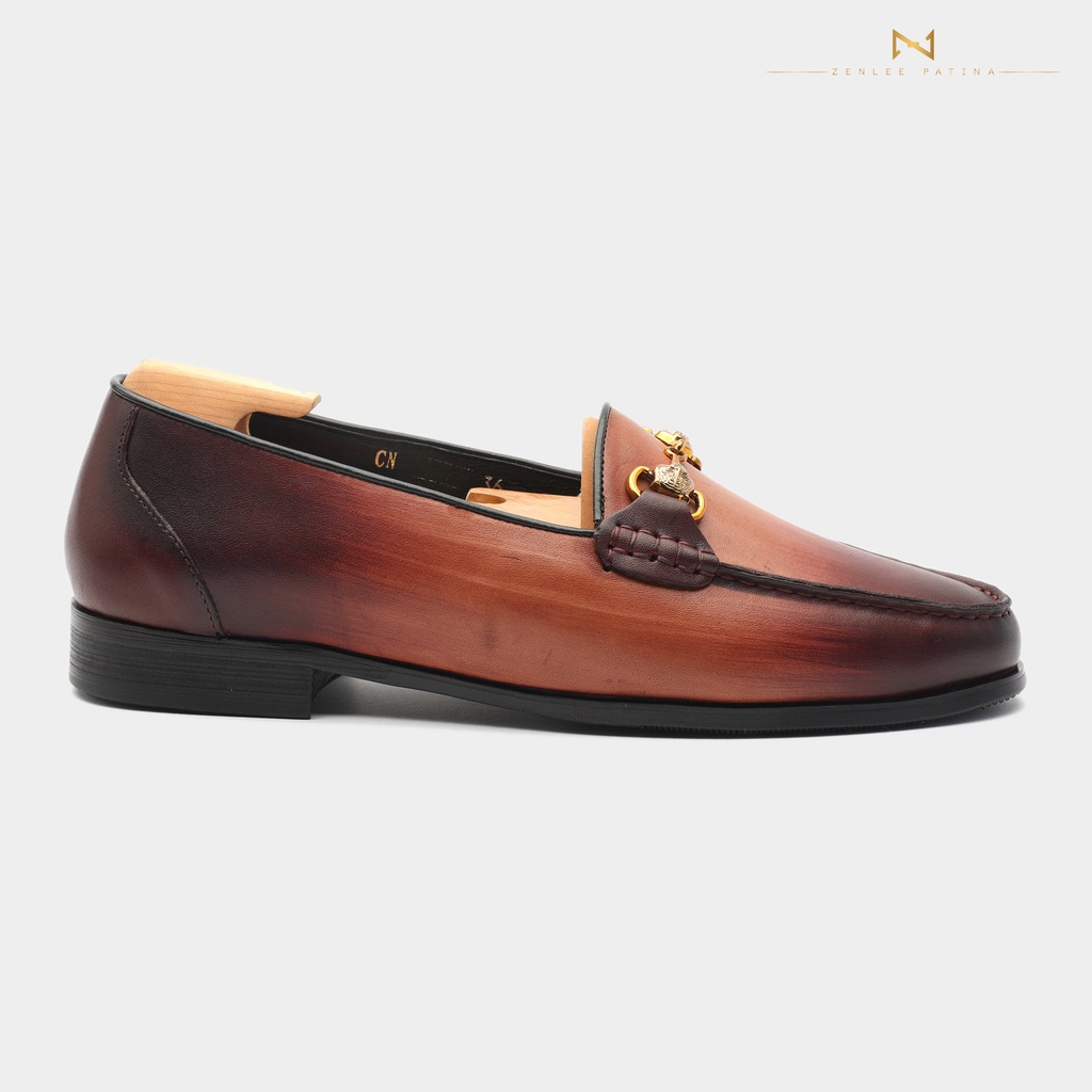 Giày lười da nam thủ công Patina ZENLEE LPX01C kiểu dáng Tassel Loafer xích mặt hổ da bê thật bảo hành trọn đời