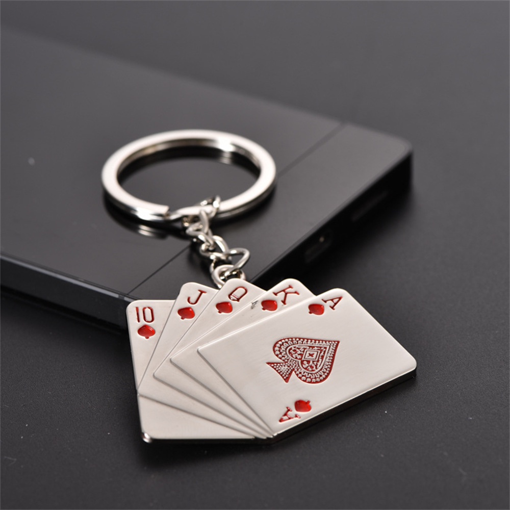 Móc Chìa Khóa Xe Hơi / Túi Xách Bằng Thép Không Gỉ Thời Trang Texas Hold 'Em Poker Cho Nam