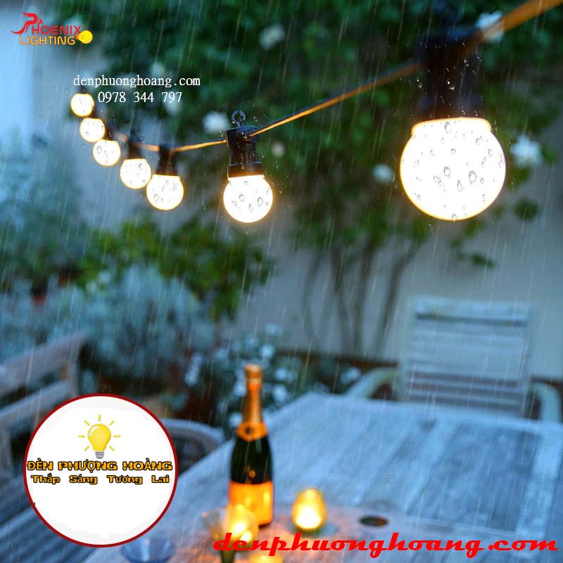 Đèn dây trang trí quán trà chanh, trà sữa, cafe nhà hàng 5 mét 10 bóng led vàng nắng - Đèn Phượng Hoàng