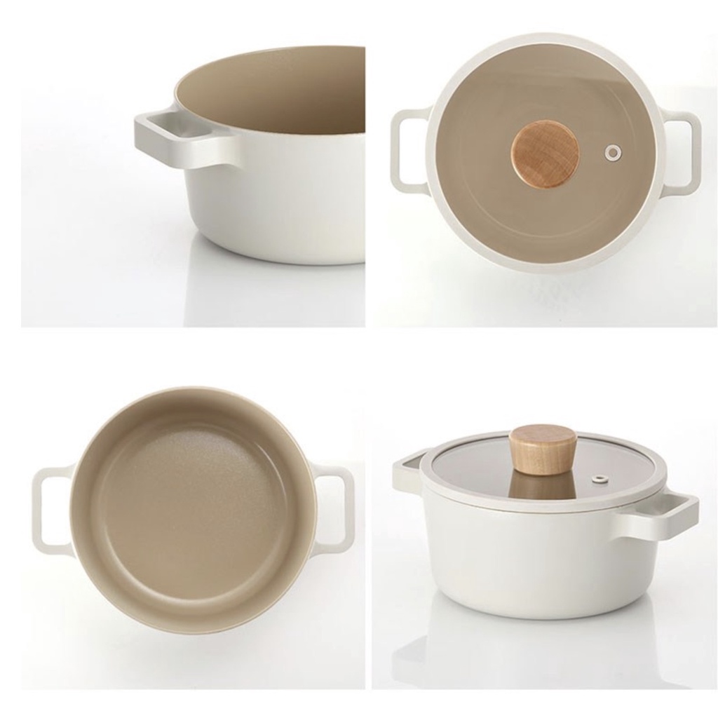 [Hàng chính hãng] Nồi / Chảo chống dính đáy từ FIKA NEOFLAM nhôm đúc phủ gốm tuỳ chọn set 16 - 18cm Hàn Quốc (màu trắng ngà)