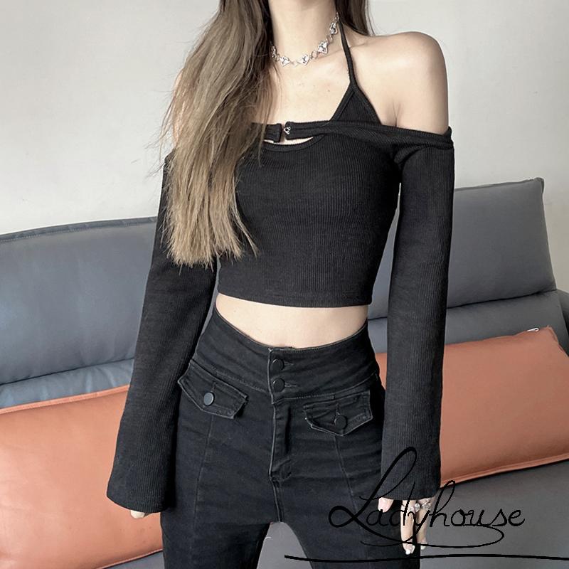 Áo Cổ Thuyền Không Tay Hở Lưng Màu Trơn Thời Trang Cho Nữ