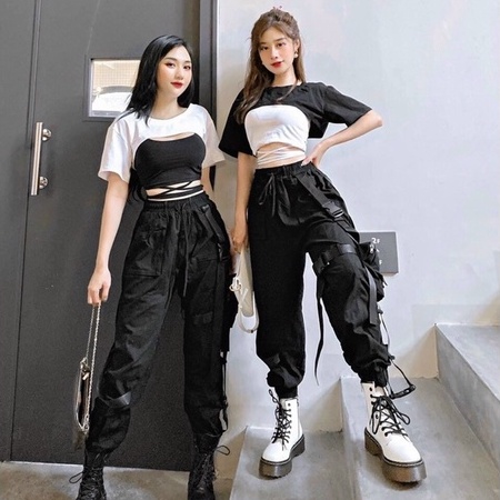 Sét áo HAI MÓN RỜI croptop cột dây eo tay ngắn BASIC Nữ UN - Thiên Yết