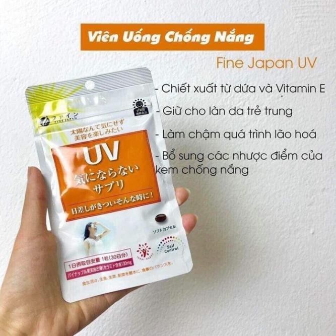 {Nhật} Viên chống nắng UV Care Plus Fine Japan- Hỗ trợ giảm tác hại của tia UV, ngăn ngừa lão hóa da (30 viên)