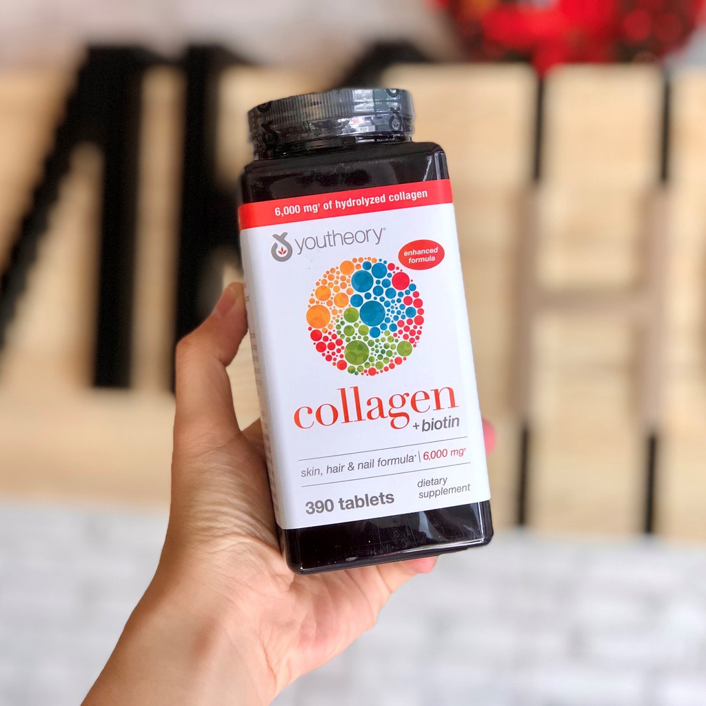 Viên Uống Đẹp Da Collagen Youtheory Type 1 2 &amp; 3 390 Viên Mẫu Mới Của Mỹ - Collagen Không Biến Tính