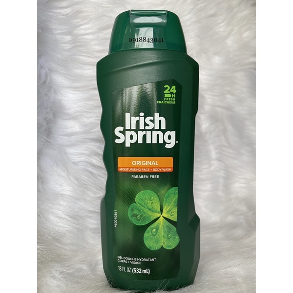 Sữa tắm và rửa mặt cho Nam Irish Spring 532ml Mỹ
